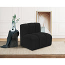 Meridian Arc Black Boucle Fabric Straight Chair IMAGE 2