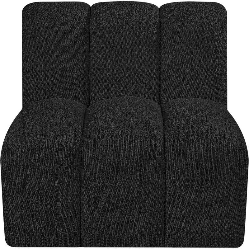 Meridian Arc Black Boucle Fabric Straight Chair IMAGE 4