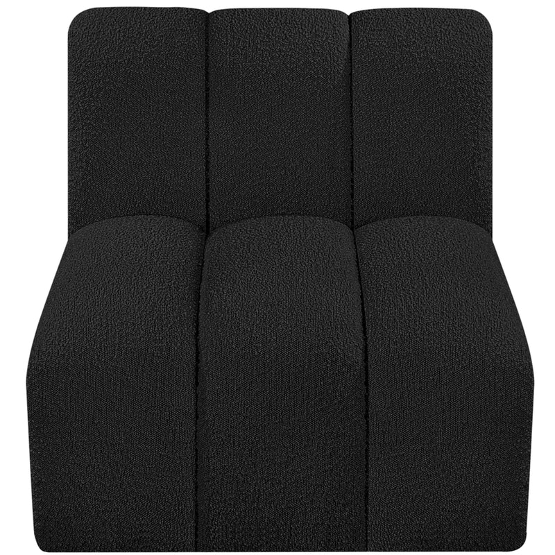 Meridian Arc Black Boucle Fabric Straight Chair IMAGE 5