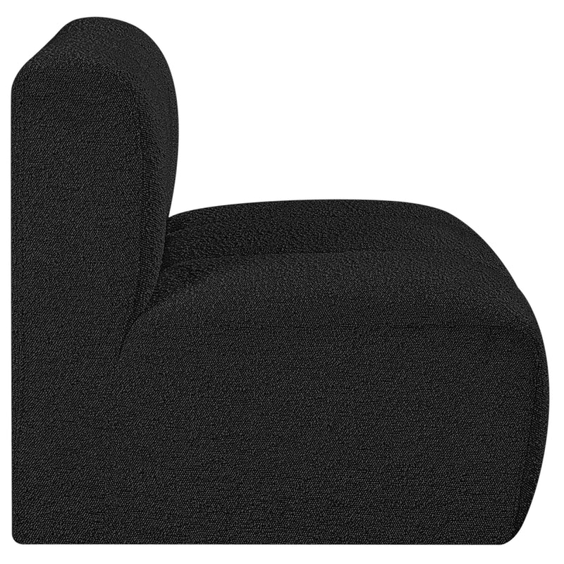 Meridian Arc Black Boucle Fabric Straight Chair IMAGE 6