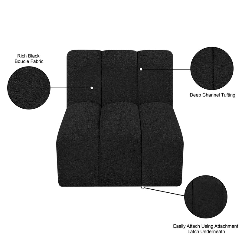 Meridian Arc Black Boucle Fabric Straight Chair IMAGE 8