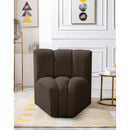 Meridian Arc Brown Boucle Fabric Curved Corner IMAGE 2