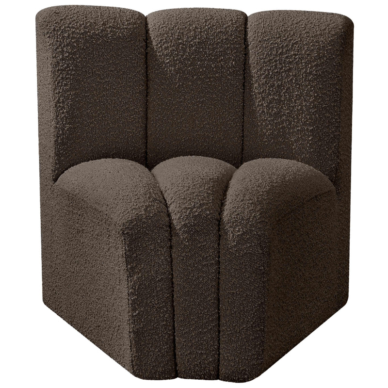 Meridian Arc Brown Boucle Fabric Curved Corner IMAGE 4