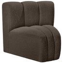 Meridian Arc Brown Boucle Fabric Curved Corner IMAGE 5