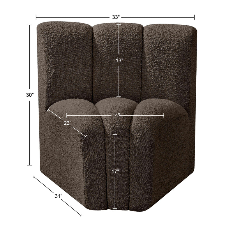 Meridian Arc Brown Boucle Fabric Curved Corner IMAGE 8