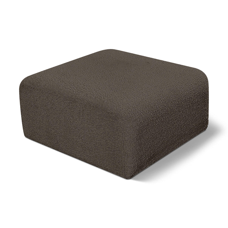 Meridian Arc Brown Boucle Fabric Ottoman IMAGE 1