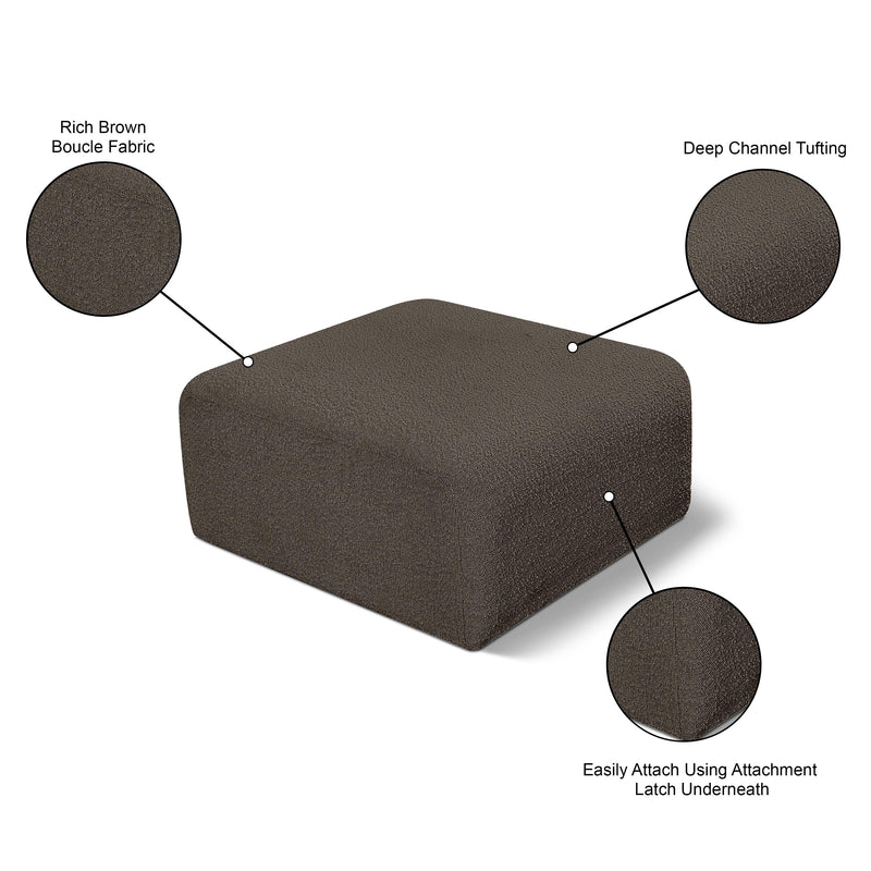 Meridian Arc Brown Boucle Fabric Ottoman IMAGE 6