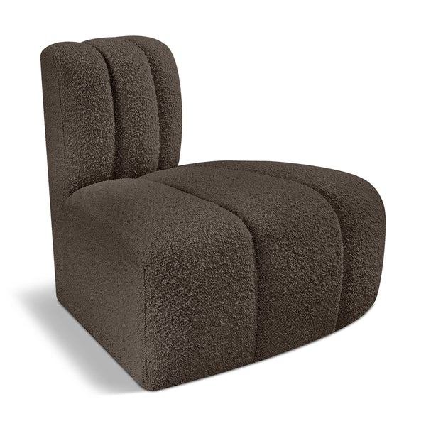 Meridian Arc Brown Boucle Fabric Reverse Corner IMAGE 1