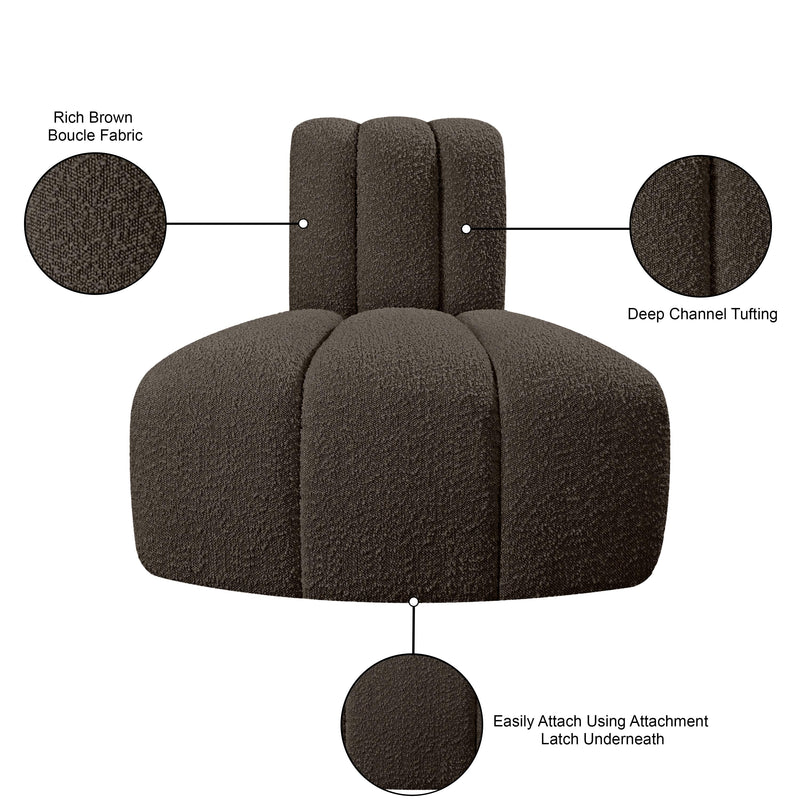 Meridian Arc Brown Boucle Fabric Reverse Corner IMAGE 9