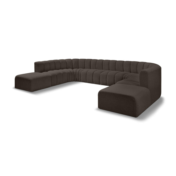 Meridian Arc Brown Boucle Fabric 10 pc Modular Sectional IMAGE 1