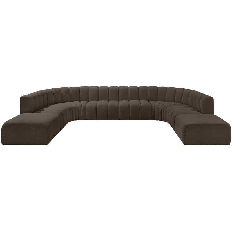 Meridian Arc Brown Boucle Fabric 10 pc Modular Sectional IMAGE 4
