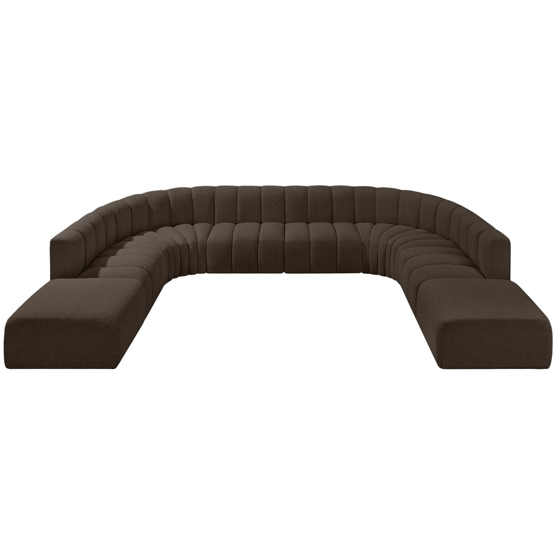 Meridian Arc Brown Boucle Fabric 10 pc Modular Sectional IMAGE 5