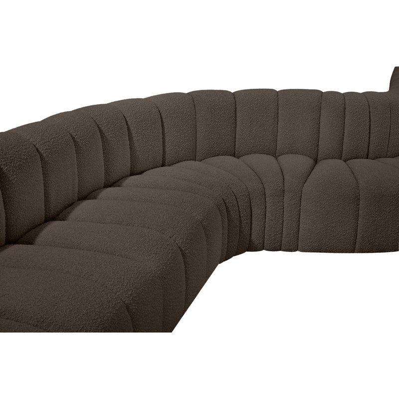 Meridian Arc Brown Boucle Fabric 10 pc Modular Sectional IMAGE 9