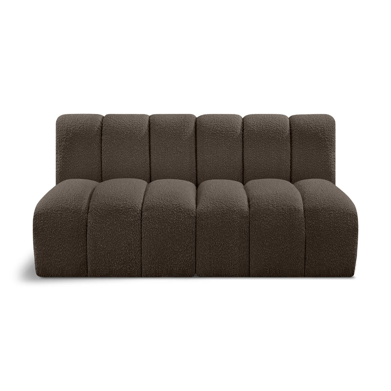 Meridian Arc Brown Boucle Fabric 2 pc Modular Sectional IMAGE 1