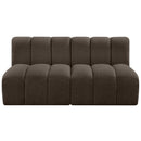 Meridian Arc Brown Boucle Fabric 2 pc Modular Sectional IMAGE 4