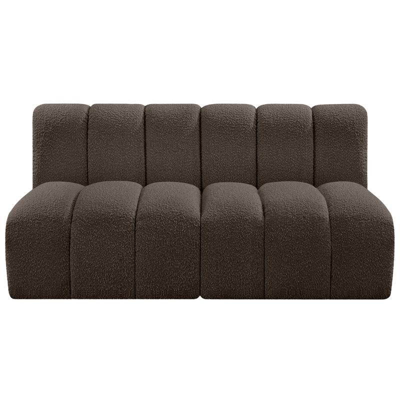 Meridian Arc Brown Boucle Fabric 2 pc Modular Sectional IMAGE 4