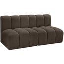 Meridian Arc Brown Boucle Fabric 2 pc Modular Sectional IMAGE 6