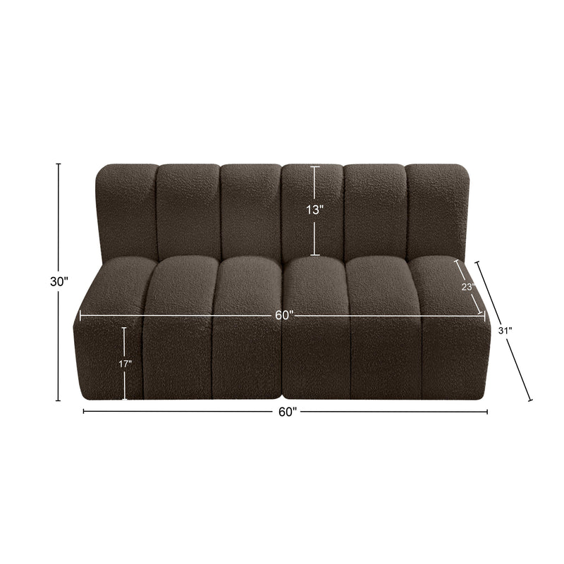 Meridian Arc Brown Boucle Fabric 2 pc Modular Sectional IMAGE 9