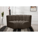 Meridian Arc Brown Boucle Fabric 2 pc Modular Sectional IMAGE 2
