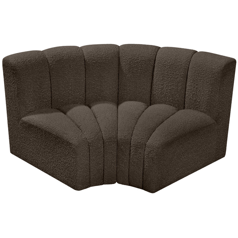 Meridian Arc Brown Boucle Fabric 2 pc Modular Sectional IMAGE 3