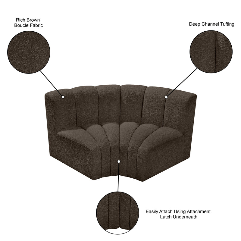 Meridian Arc Brown Boucle Fabric 2 pc Modular Sectional IMAGE 6