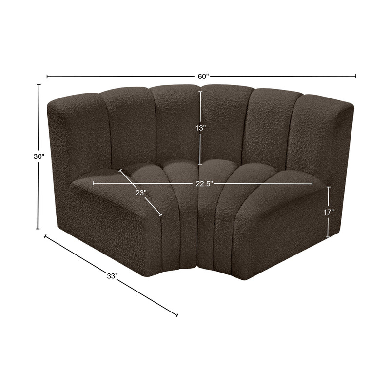 Meridian Arc Brown Boucle Fabric 2 pc Modular Sectional IMAGE 7