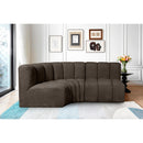 Meridian Arc Brown Boucle Fabric 3 pc Modular Sectional IMAGE 2