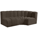 Meridian Arc Brown Boucle Fabric 3 pc Modular Sectional IMAGE 4