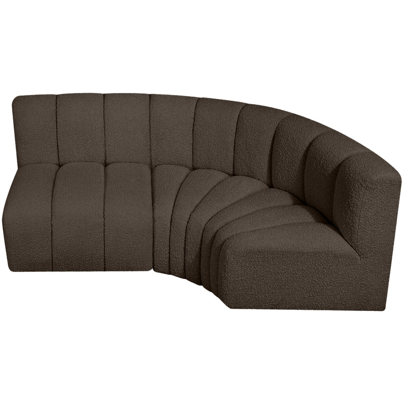 Meridian Arc Brown Boucle Fabric 3 pc Modular Sectional IMAGE 5