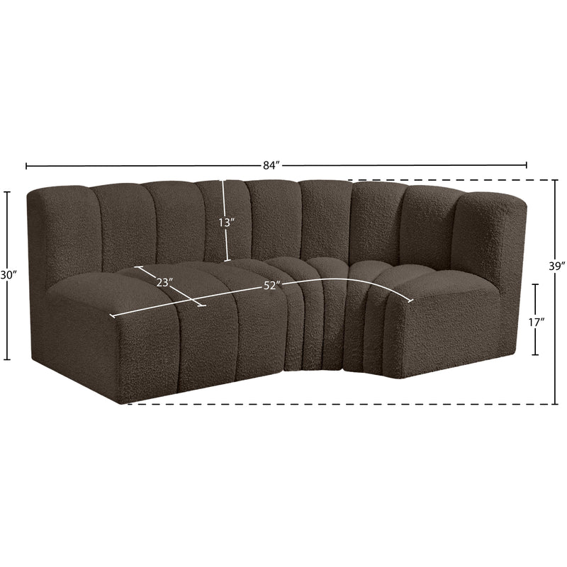 Meridian Arc Brown Boucle Fabric 3 pc Modular Sectional IMAGE 7
