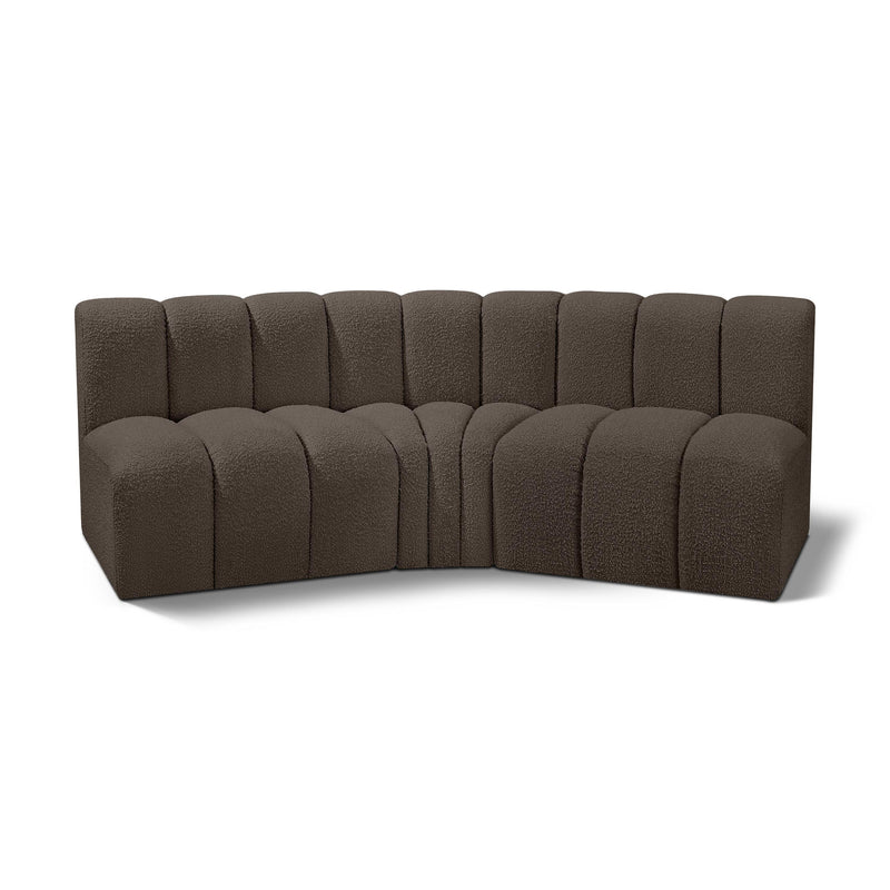 Meridian Arc Brown Boucle Fabric 3 pc Modular Sectional IMAGE 1