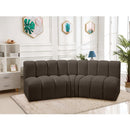 Meridian Arc Brown Boucle Fabric 3 pc Modular Sectional IMAGE 2