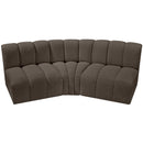 Meridian Arc Brown Boucle Fabric 3 pc Modular Sectional IMAGE 4