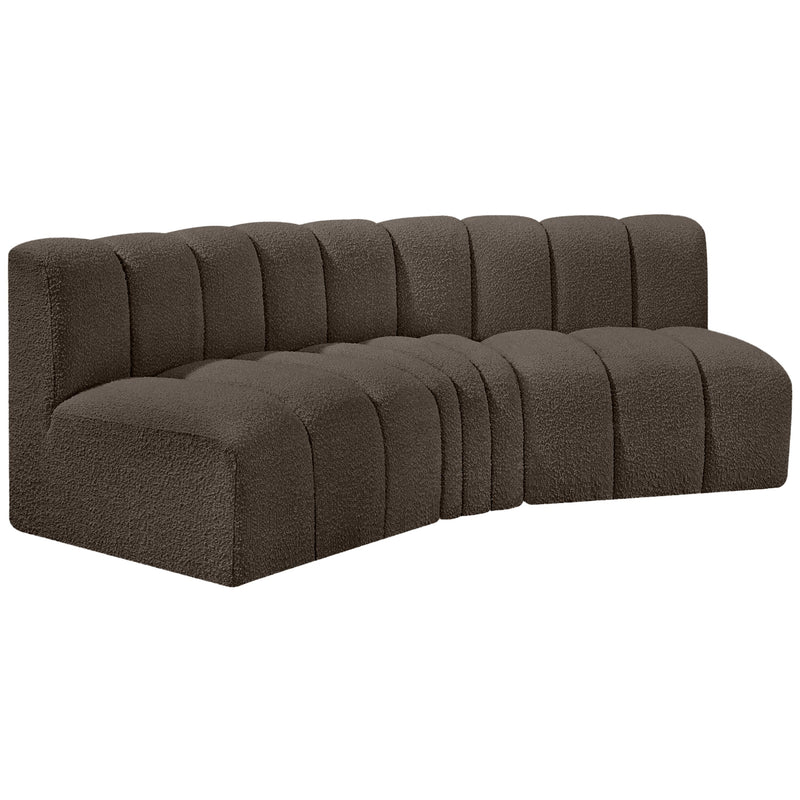 Meridian Arc Brown Boucle Fabric 3 pc Modular Sectional IMAGE 5