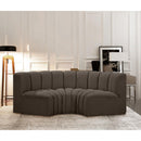 Meridian Arc Brown Boucle Fabric 3 pc Modular Sectional IMAGE 2