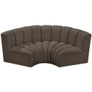 Meridian Arc Brown Boucle Fabric 3 pc Modular Sectional IMAGE 4