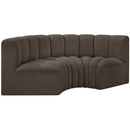 Meridian Arc Brown Boucle Fabric 3 pc Modular Sectional IMAGE 5