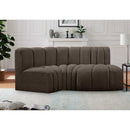 Meridian Arc Brown Boucle Fabric 3 pc Modular Sectional IMAGE 2