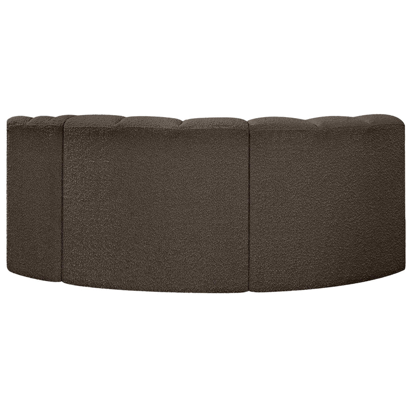 Meridian Arc Brown Boucle Fabric 3 pc Modular Sectional IMAGE 3