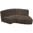 Meridian Arc Brown Boucle Fabric 3 pc Modular Sectional IMAGE 4