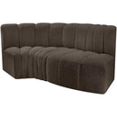 Meridian Arc Brown Boucle Fabric 3 pc Modular Sectional IMAGE 5