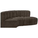 Meridian Arc Brown Boucle Fabric 3 pc Modular Sectional IMAGE 6