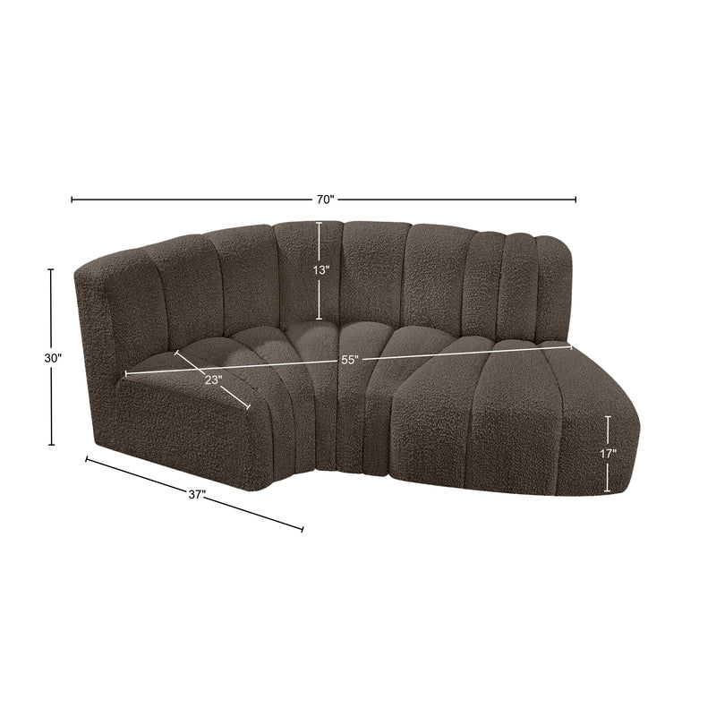 Meridian Arc Brown Boucle Fabric 3 pc Modular Sectional IMAGE 8