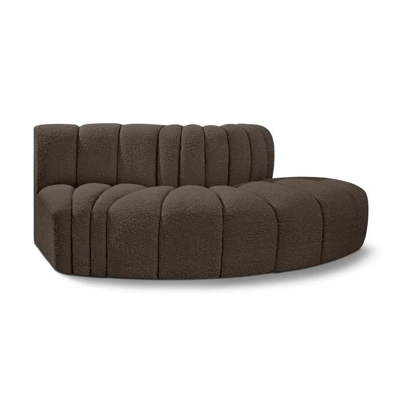 Meridian Arc Brown Boucle Fabric 3 pc Modular Sectional IMAGE 1