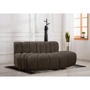 Meridian Arc Brown Boucle Fabric 3 pc Modular Sectional IMAGE 2