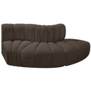 Meridian Arc Brown Boucle Fabric 3 pc Modular Sectional IMAGE 4