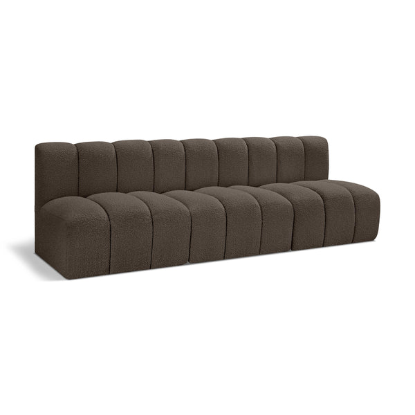 Meridian Arc Brown Boucle Fabric 3 pc Modular Sectional IMAGE 1