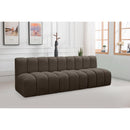 Meridian Arc Brown Boucle Fabric 3 pc Modular Sectional IMAGE 2
