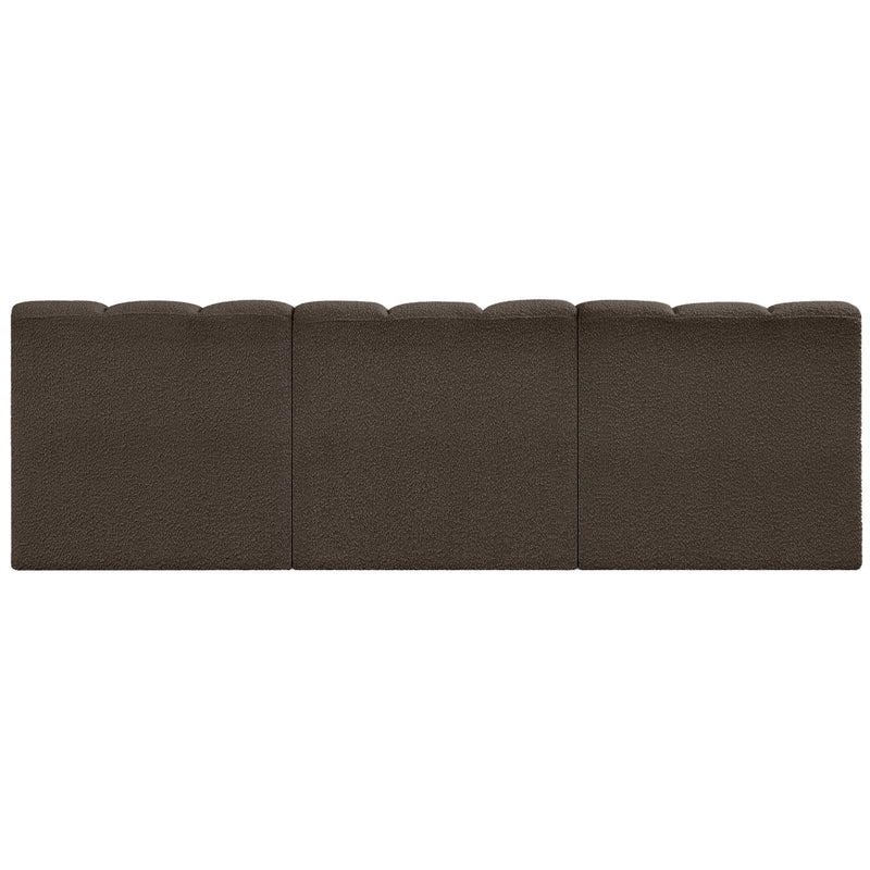 Meridian Arc Brown Boucle Fabric 3 pc Modular Sectional IMAGE 3