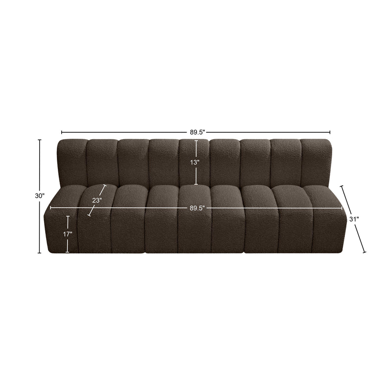 Meridian Arc Brown Boucle Fabric 3 pc Modular Sectional IMAGE 9